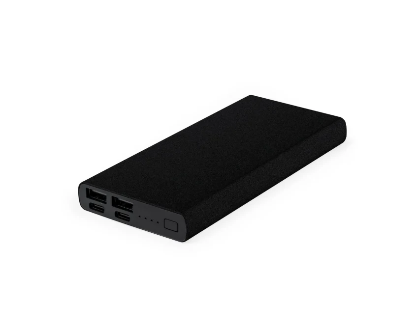 Power bank 10000 mAh czarny aluminium z logo firmy
