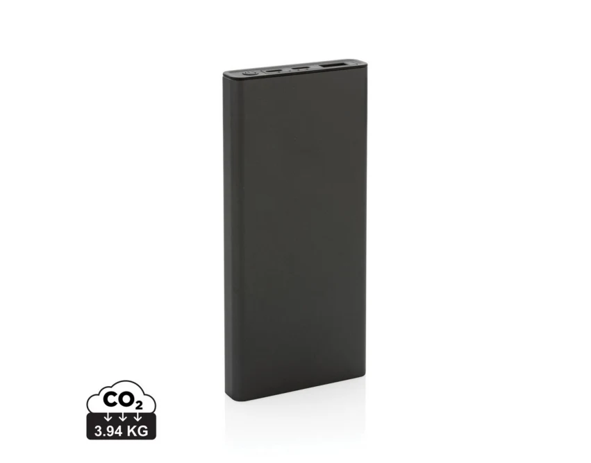 Szary power bank 10000 mAh Terra z aluminium z recyklingu