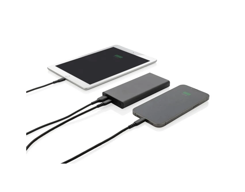 Szary power bank 10000 mAh Terra z aluminium z recyklingu