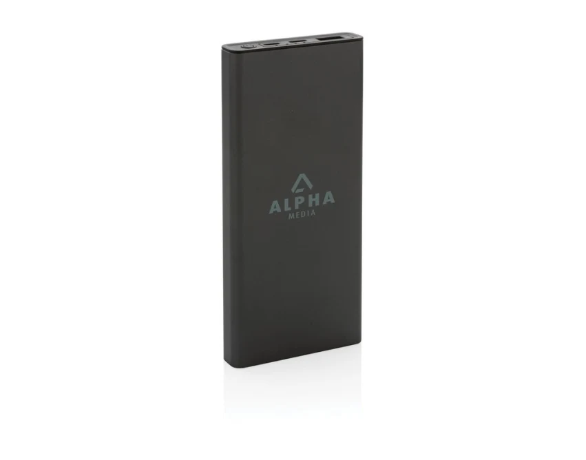 Szary power bank 10000 mAh Terra z aluminium z recyklingu