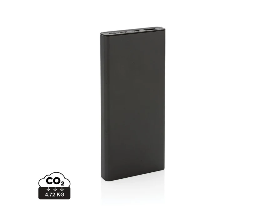Szary power bank 10000 mAh Terra z aluminium z recyklingu