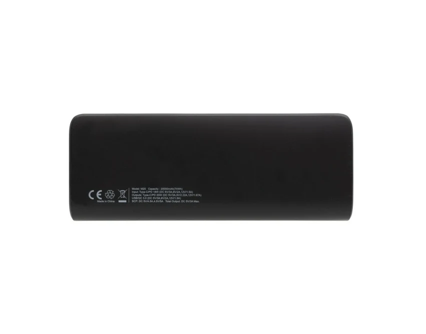 Czarny power bank FlashCharge 20000 mAh LED z logo firmy