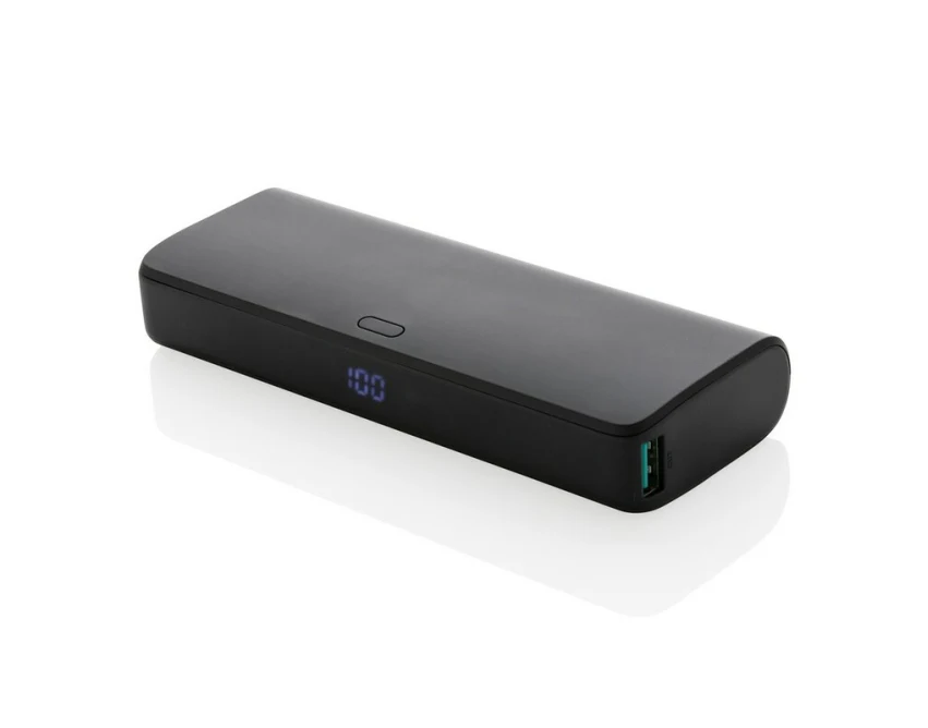 Czarny power bank FlashCharge 20000 mAh LED z logo firmy