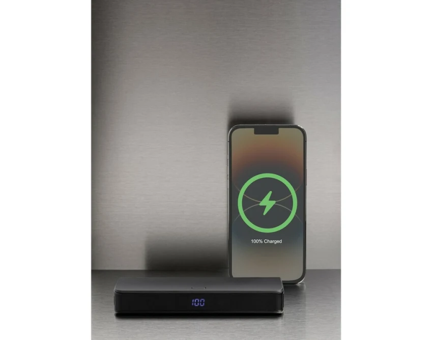 Czarny power bank FlashCharge 20000 mAh LED z logo firmy