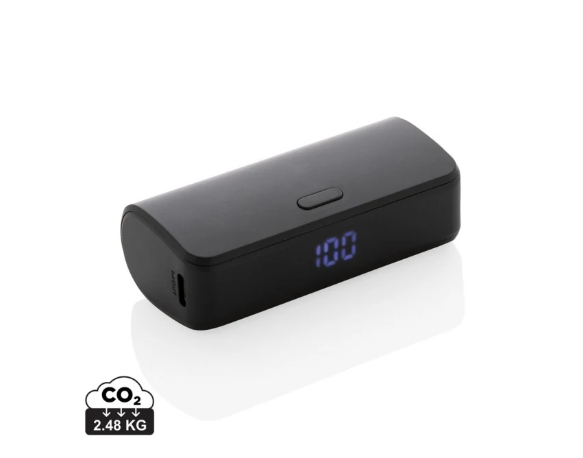 Czarny power bank 5000 mAh 20W USB-C PD z logo RABS