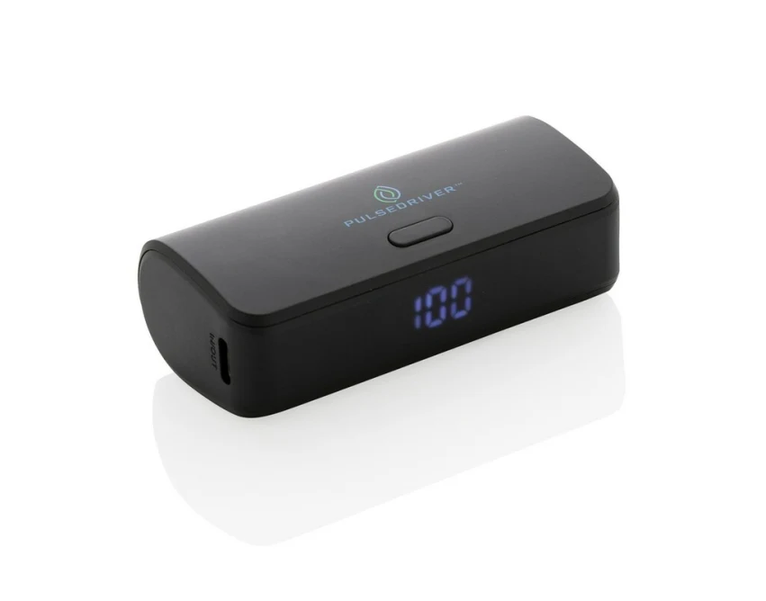 Czarny power bank 5000 mAh 20W USB-C PD z logo RABS