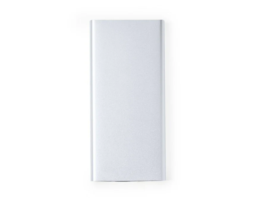 Power bank aluminiowy 10000 mAh srebrny z logo firmy