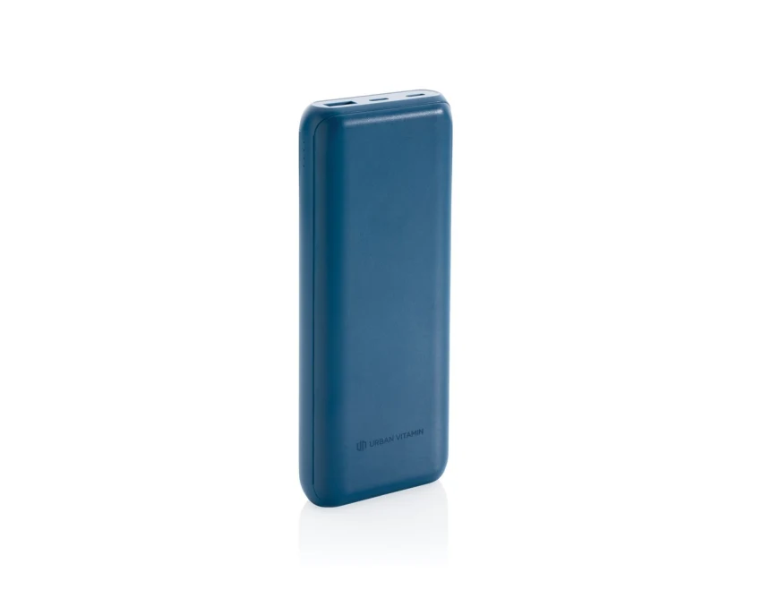 Niebieski power bank 20000 mAh Urban Vitamin z logo firmy