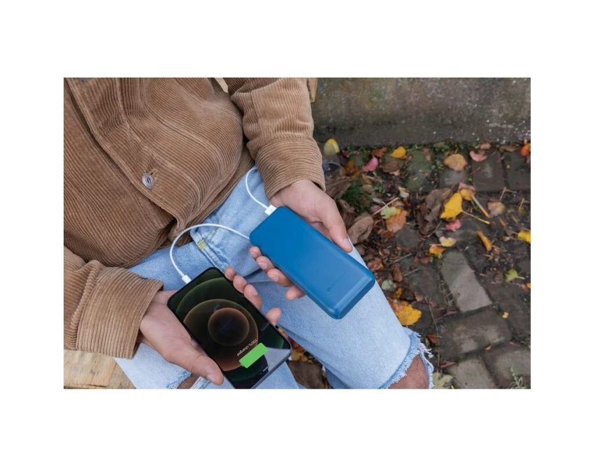 Niebieski power bank 20000 mAh Urban Vitamin z logo firmy