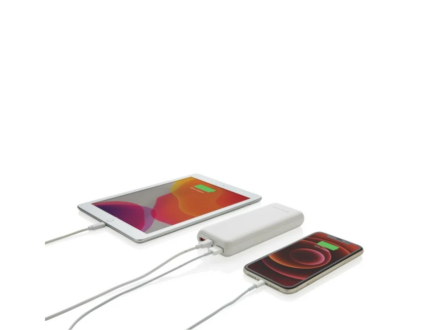 Biały power bank 20000 mAh z logo – Urban Vitamin, bez PVC