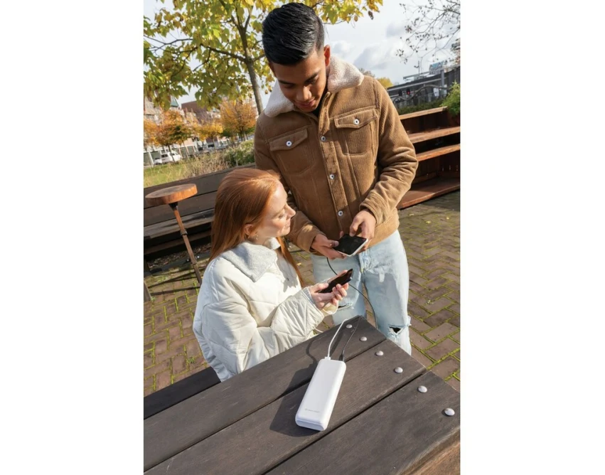 Biały power bank 20000 mAh z logo – Urban Vitamin, bez PVC