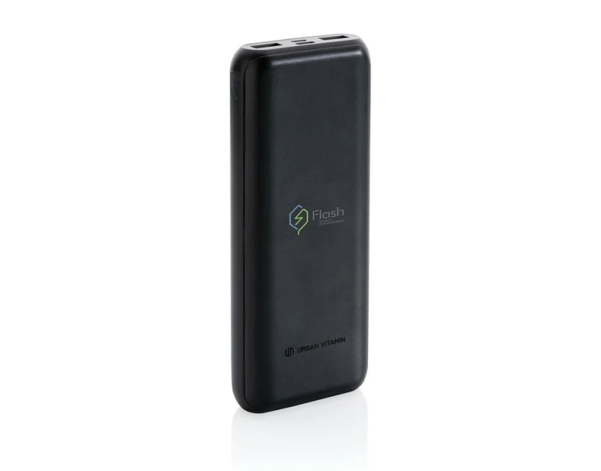 Czarny power bank Urban Vitamin 20000 mAh z logo firmy