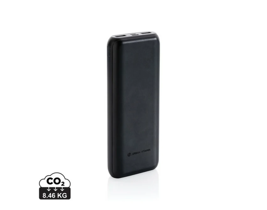 Czarny power bank Urban Vitamin 20000 mAh z logo firmy