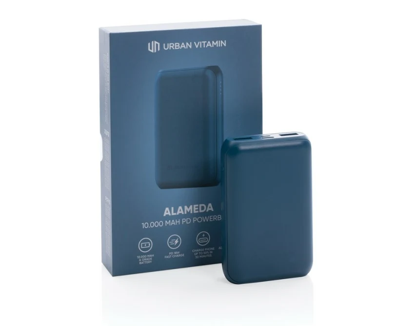 Niebieski power bank reklamowy 10000 mAh Urban Vitamin