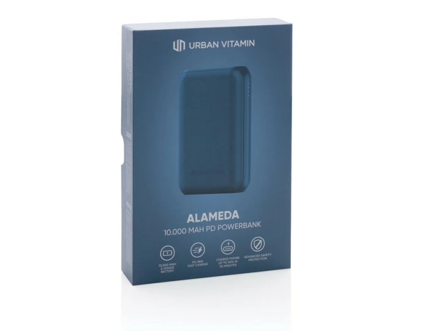 Niebieski power bank reklamowy 10000 mAh Urban Vitamin