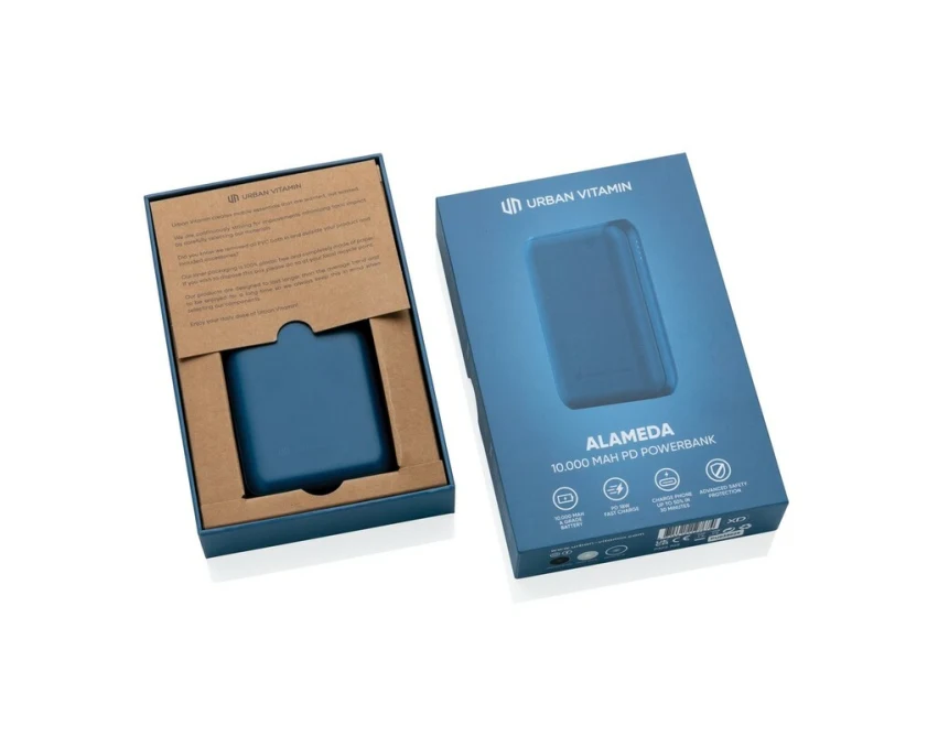 Niebieski power bank reklamowy 10000 mAh Urban Vitamin