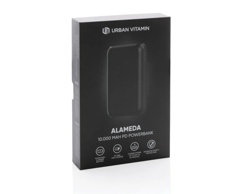 Power bank reklamowy 10000 mAh czarny USB-C z logo