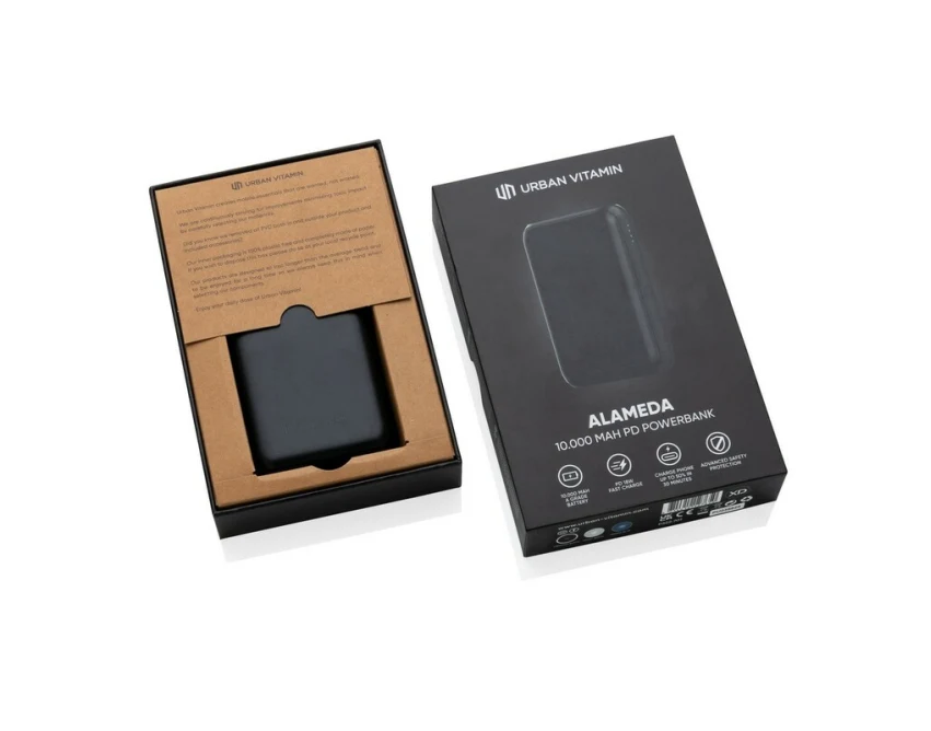 Power bank reklamowy 10000 mAh czarny USB-C z logo