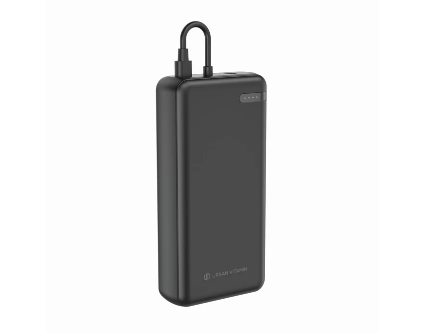Power bank 20000mAh USB-C czarny eco z logo firmy