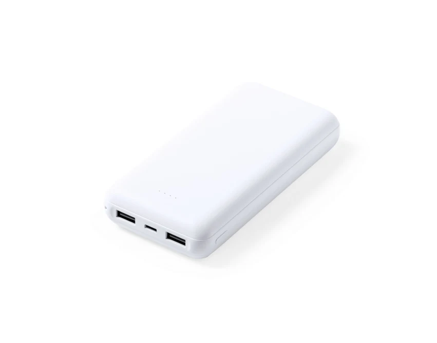 Biały power bank 20000 mAh z logo firmy USB-C LED ABS