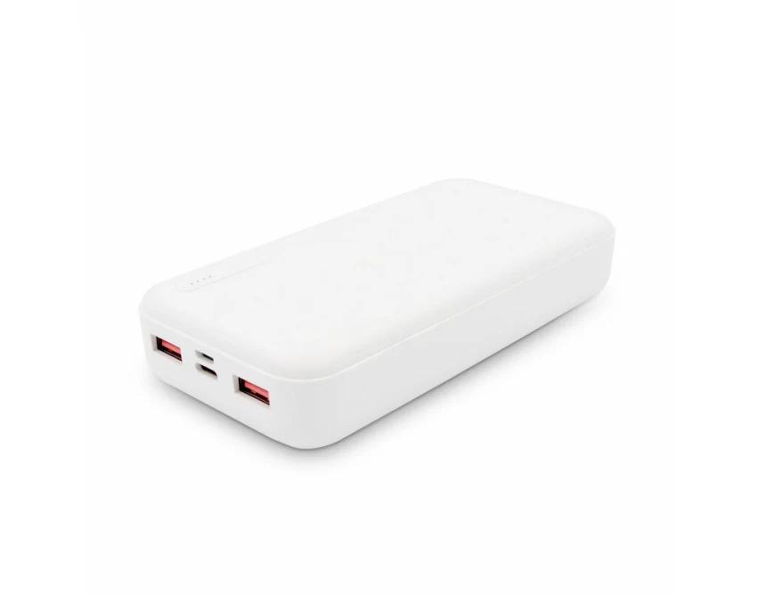 Power bank 20000 mAh ABS biały z logo – szybkie ładowanie
