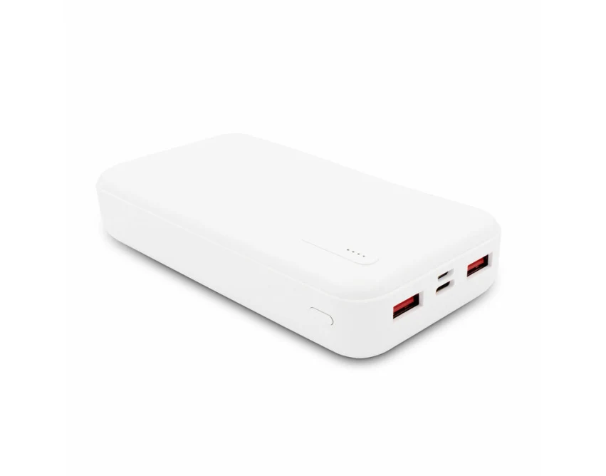 Power bank 20000 mAh ABS biały z logo – szybkie ładowanie