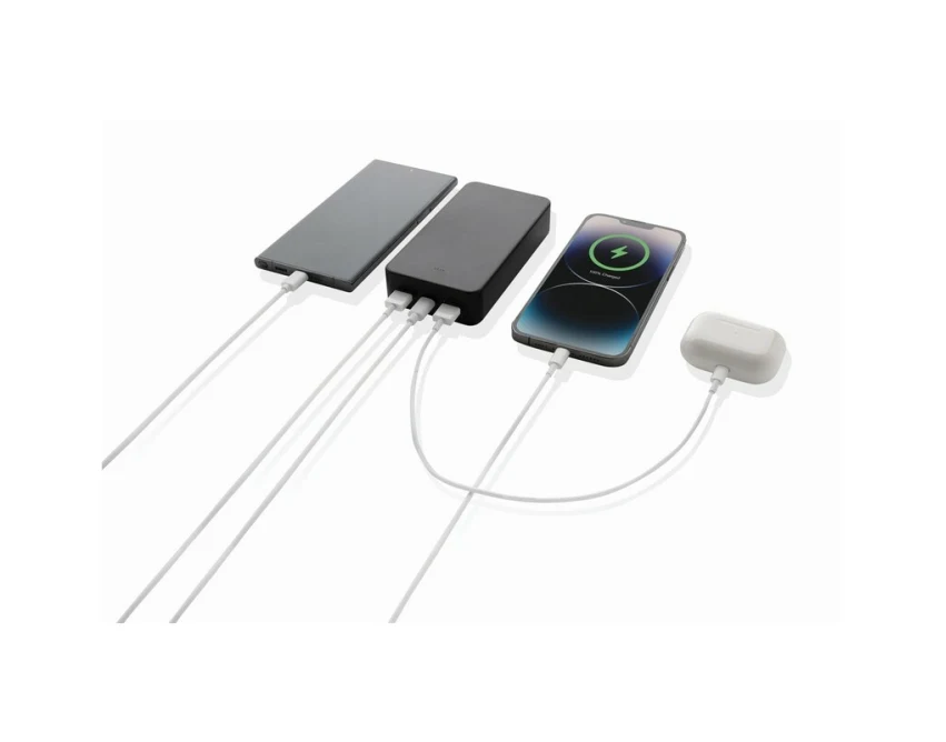 Power bank 20000 mAh czarny RABS z logo – ekologiczny