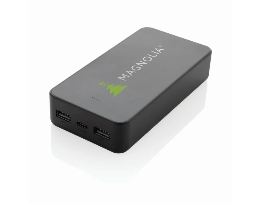 Power bank 20000 mAh czarny RABS z logo – ekologiczny