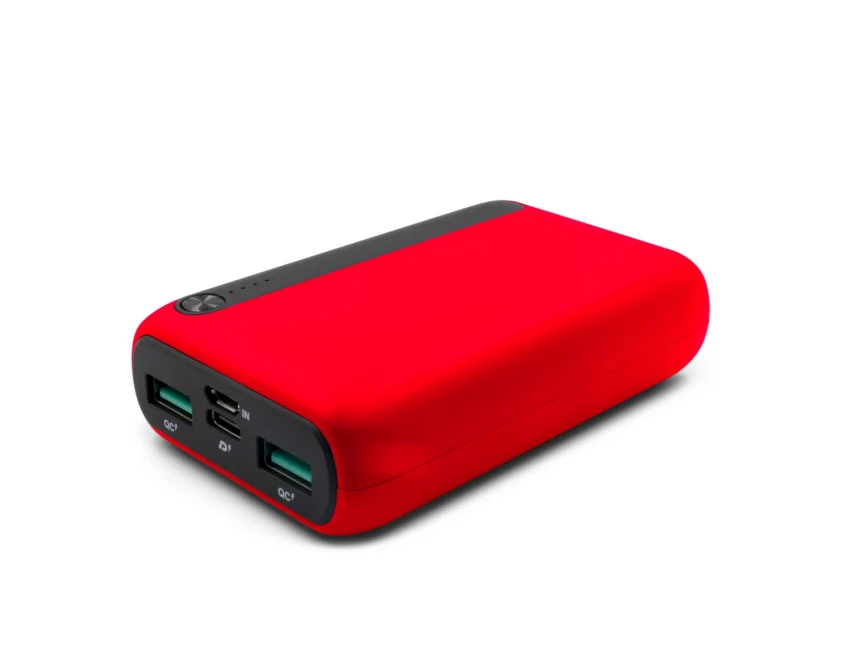 Power bank firmowy 10000 mAh czerwony z logo USB-C 20W