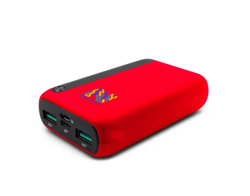 Power bank firmowy 10000 mAh czerwony z logo USB-C 20W