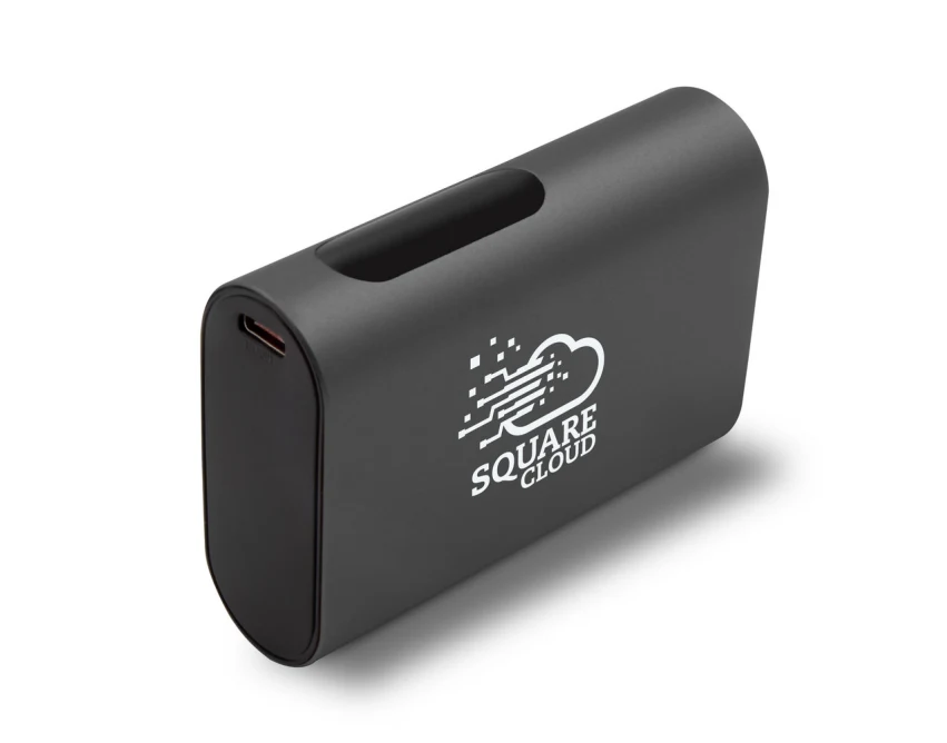 Grafitowy power bank 10000 mAh z logo – szybkie ładowanie