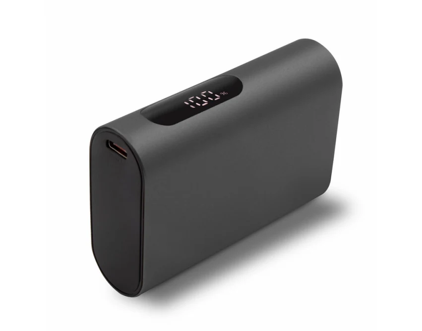 Grafitowy power bank 10000 mAh z logo – szybkie ładowanie