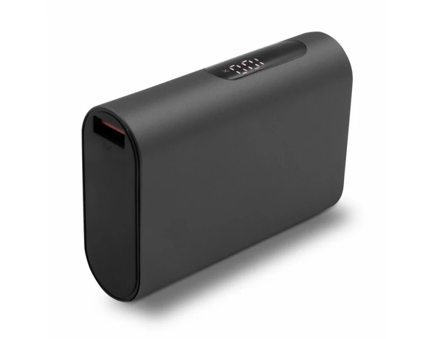 Grafitowy power bank 10000 mAh z logo – szybkie ładowanie