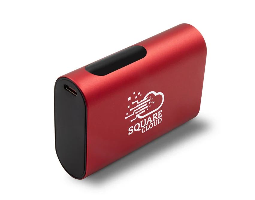 Czerwony power bank 10000 mAh z logo – szybkie ładowanie 20W