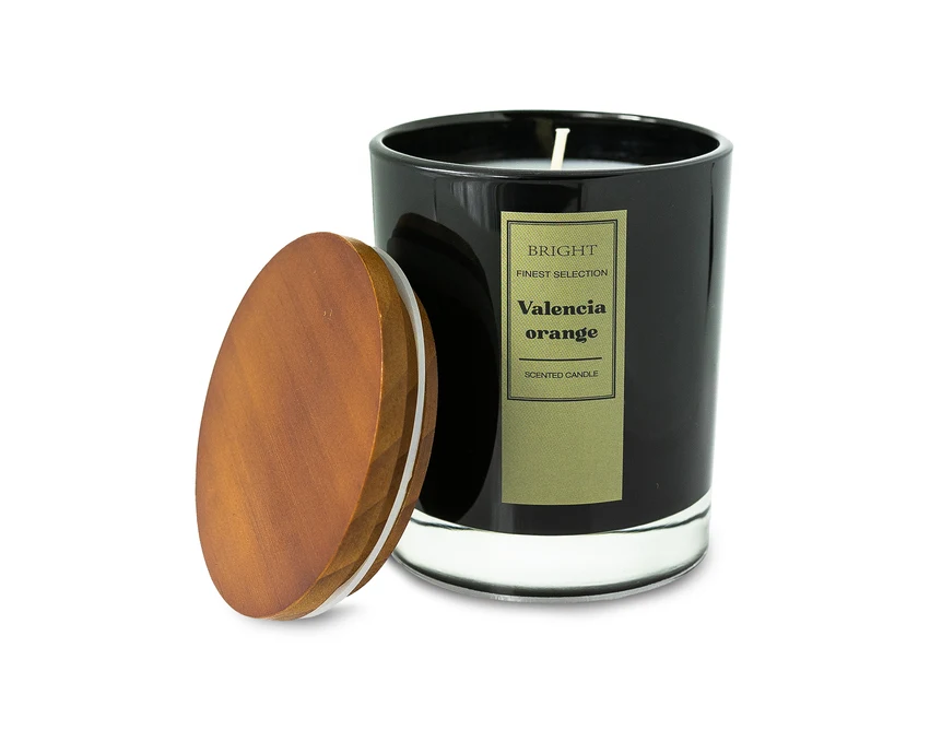 Świeca zapachowa Imola czarna z logo w szkle i drewnie