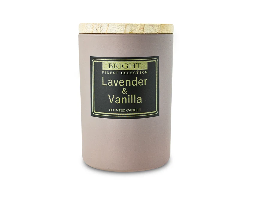 Perugia szara świeca zapachowa z logo, bambus, lawenda-wanilia