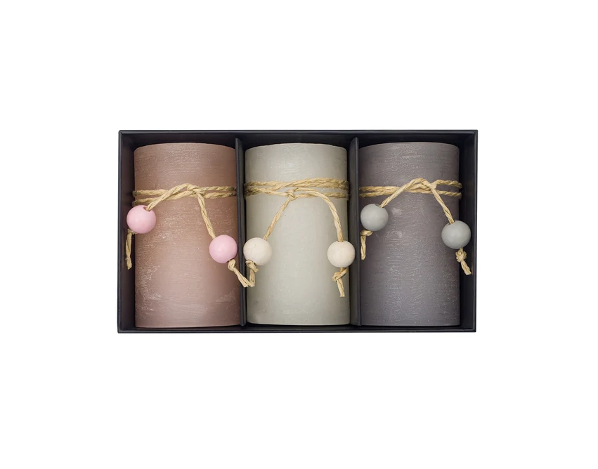 Świece zapachowe z logo – zestaw 3 kolorów w pudełku