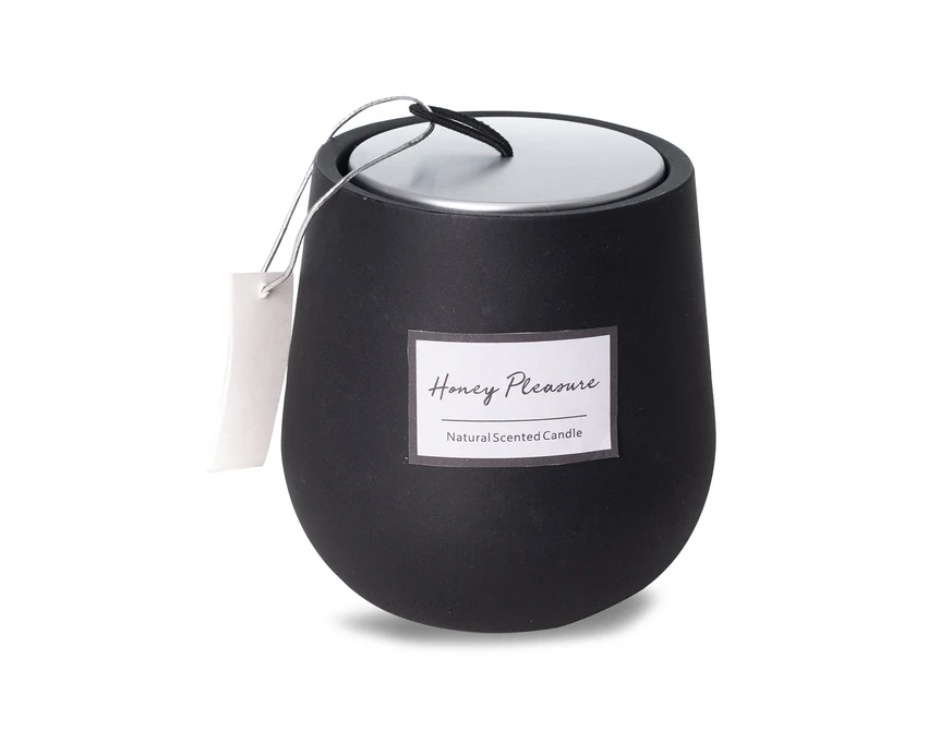 Świeca reklamowa Honey Pleasure, czarny beton, 30h, logo