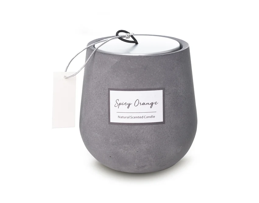 Świeca betonowa Tavira Spicy Orange z logo, szary, 150g