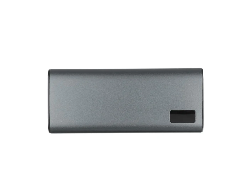 Srebrny power bank 10000 mAh z recyklingu GRS z logo