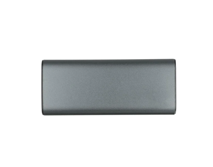 Srebrny power bank 10000 mAh z recyklingu GRS z logo
