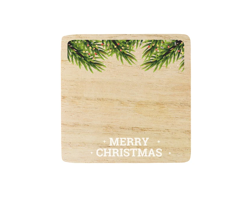 Świeca świąteczna z logo w brązowym szkle i bambusową pokrywką