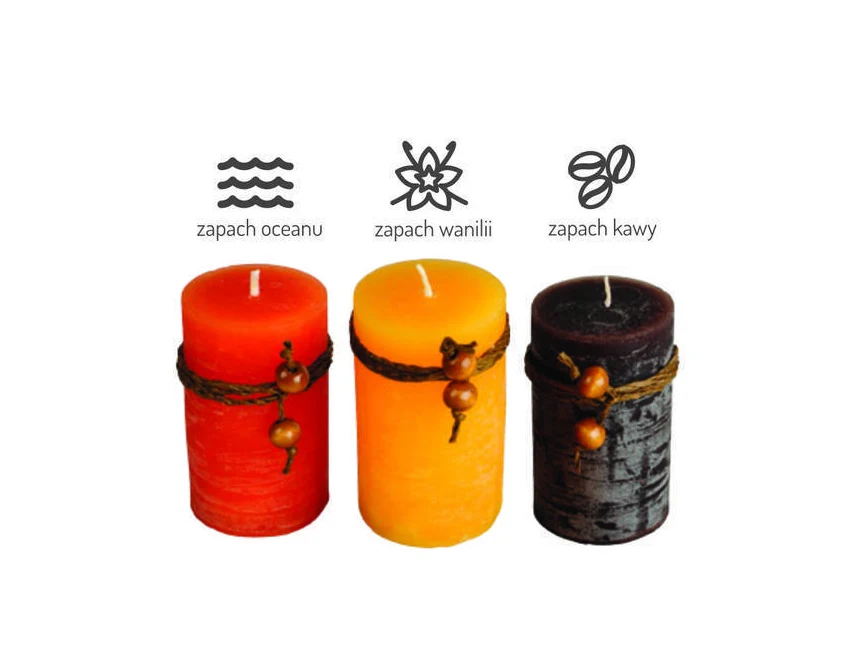 Świece reklamowe z logo, wanilia kawa ocean, brąz/żółty