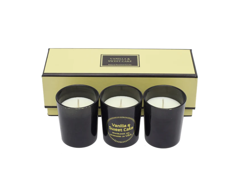 Beżowy zestaw świec zapachowych Vanilla z logo firmy