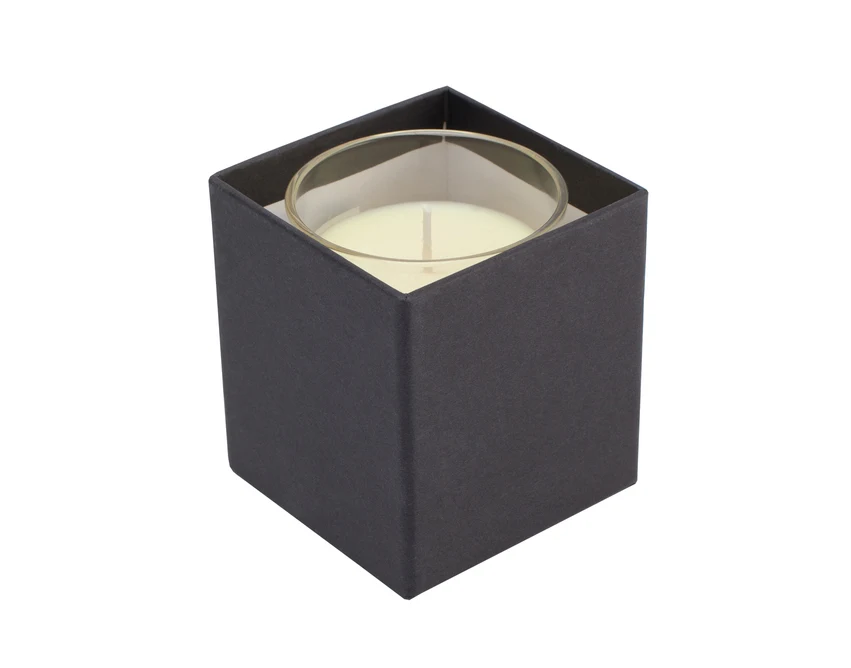 Świeca jaśmin-granat 125g w szkle z logo, niebieska