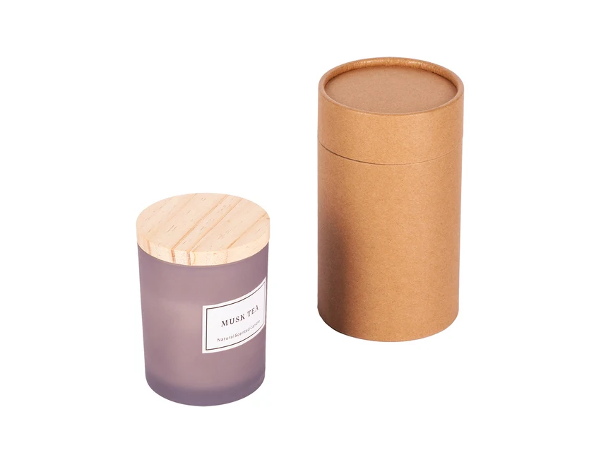 Szara świeca zapachowa 150g z logo w szkle – musk tea