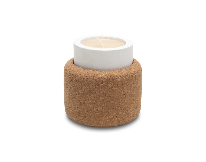 Świecznik Eclat beżowy korkowo-ceramiczny z logo firmy