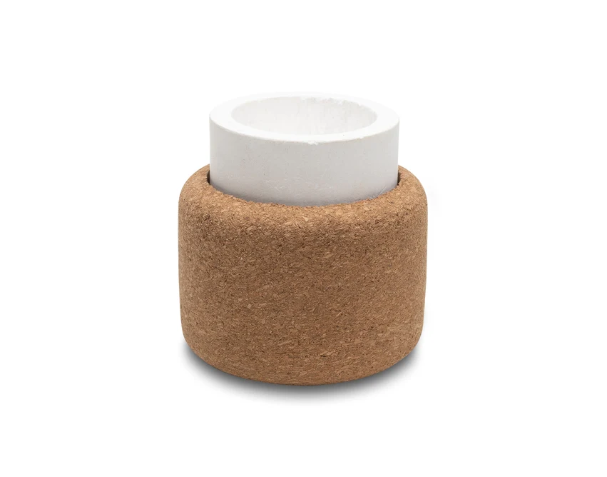 Świecznik Eclat beżowy korkowo-ceramiczny z logo firmy