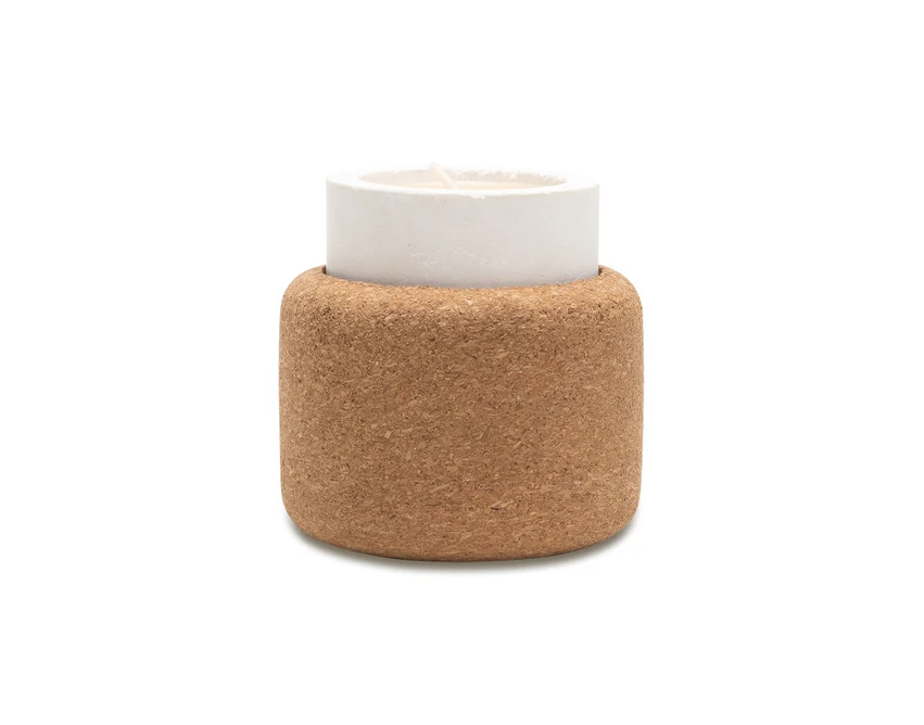 Świecznik Eclat beżowy korkowo-ceramiczny z logo firmy