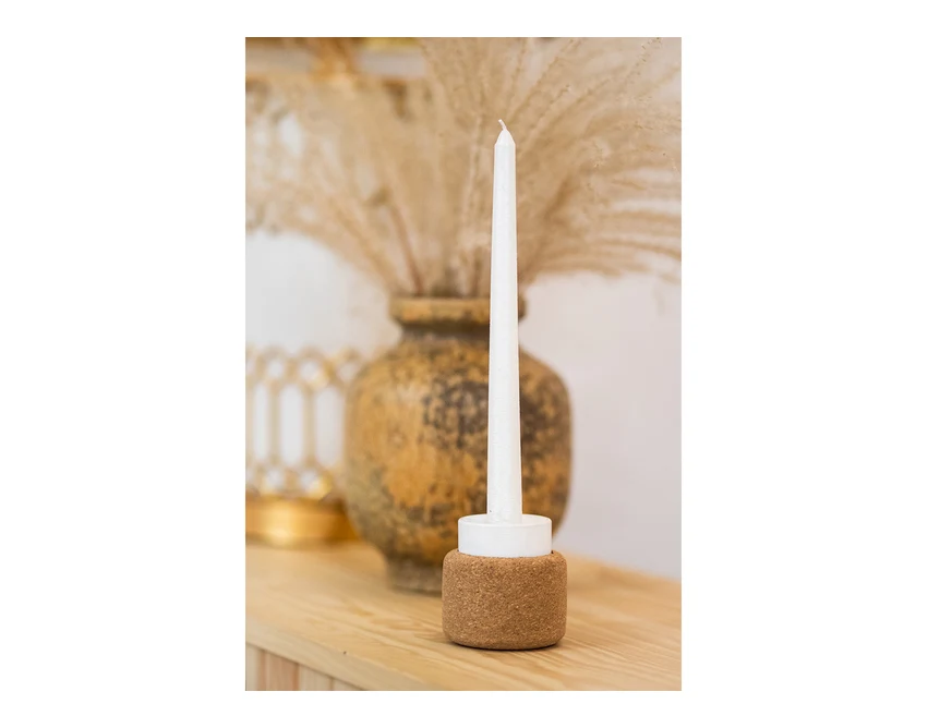 Świecznik Eclat beżowy korkowo-ceramiczny z logo firmy
